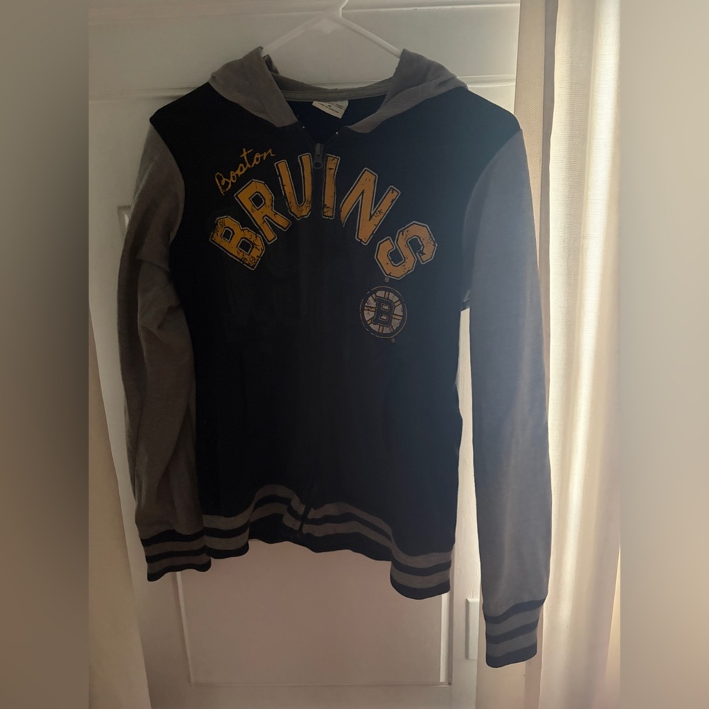 G3 FOR HER ALYSSA MILANO Boston Bruins Zip Up Hooded Sweatshirt Juniors Size M
